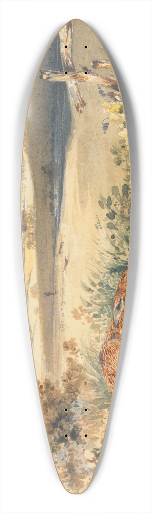 Newton Limbird Smith Fielding - Hare in a Landscape 39.3 inch art pintail longboard deck