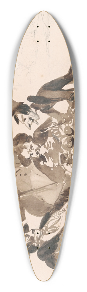 Nicaise De Keyser - Caricatures and Two Figures 39.3 inch art pintail longboard deck