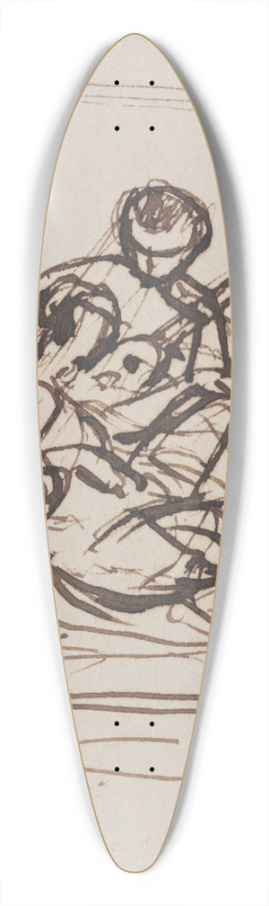 Nicaise De Keyser - Woman and Man with Lute 39.3 inch art pintail longboard deck