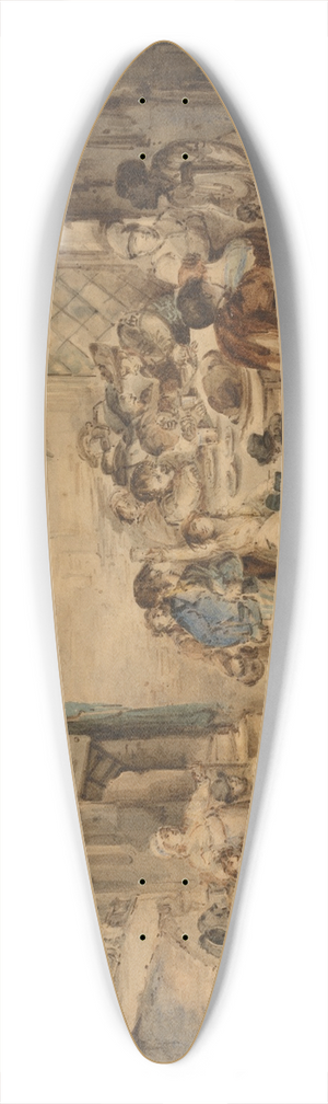 Nicholas Pocock - Interior of an Inn 39.3 inch art pintail longboard deck