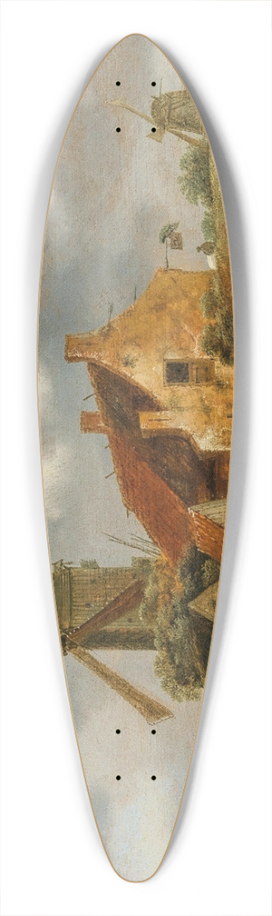 Nicolaes Molenaer - A dune landscape with peasants by a farmhouse and windmills 39.3 inch art pintail longboard deck