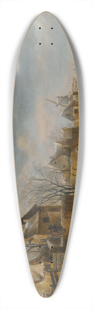 Nicolaes Molenaer - An Extensive Winter Landscape With Numerous Figures On The Ice 39.3 inch art pintail longboard deck