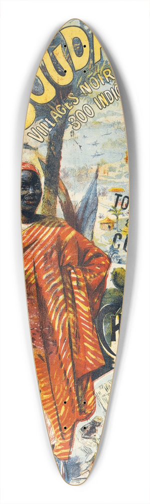 Nicolas Tamagno - Soudan Villages Noirs 300 Indigenes 39.3 inch art pintail longboard deck Nicolas Tamagno - Soudan Villages Noirs 300 Indigenes 39.3 inch art pintail longboard deck