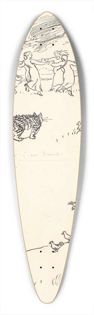 Niels Skovgaard - To udkast til Den tykke kat 39.3 inch art pintail longboard deck