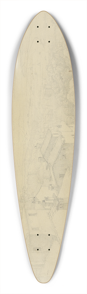 Nikolaus Hoff - Aussicht von der Wohnung des Knstlers ber die Dcher von Perugia mit dem Haus des Perugino, aus dessen Fenster ein Raucher blickt 39.3 inch art pintail longboard deck