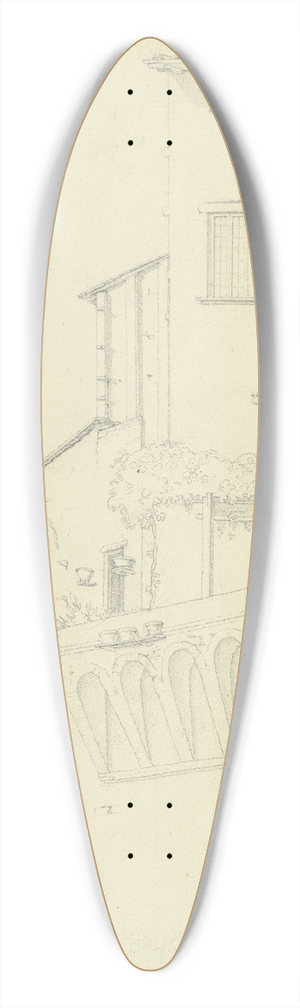 Nikolaus Hoff - Row of houses in Perugia 39.3 inch art pintail longboard deck