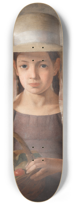 Constantin Hansen - A Girl with Fruits in a Basket 8.25 inch art skate deck