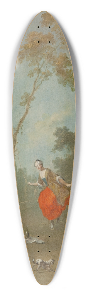 Norbert Joseph Carl Grund - Lady on a Swing  Gallant Scene in the Park I 39.3 inch art pintail longboard deck