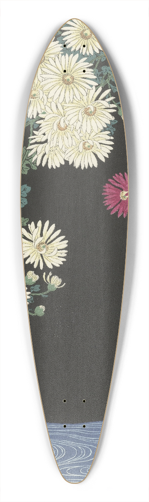 Ohara Koson - Chrysanthemums and Running Water 39.3 inch art pintail longboard deck Ohara Koson - Chrysanthemums and Running Water 39.3 inch art pintail longboard deck