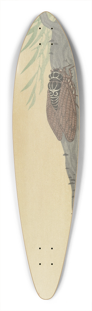 Ohara Koson - Cicada on tree 39.3 inch art pintail longboard deck Ohara Koson - Cicada on tree 39.3 inch art pintail longboard deck