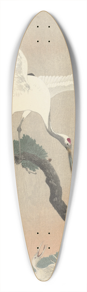 Ohara Koson - Japanese common crane on branch of pine 39.3 inch art pintail longboard deck