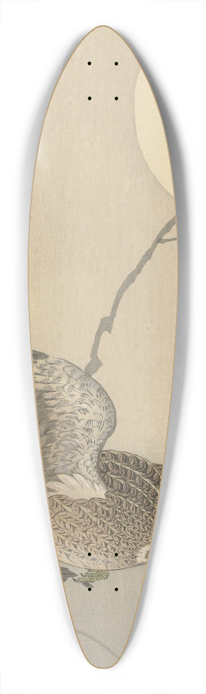 Ohara Koson - Quail at sickle moon 39.3 inch art pintail longboard deck