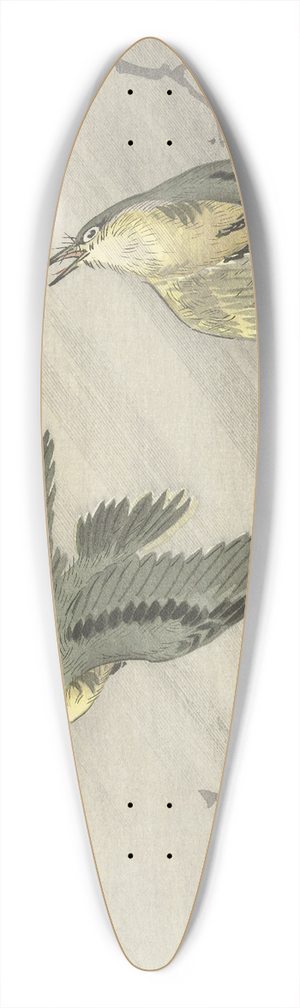 Ohara Koson - Songbirds in rain 39.3 inch art pintail longboard deck Ohara Koson - Songbirds in rain 39.3 inch art pintail longboard deck
