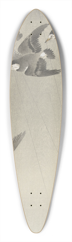 Ohara Koson - Starlings in the rain 39.3 inch art pintail longboard deck