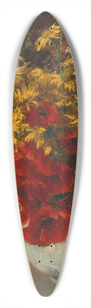 Olga Wisinger-Florian - Bouquet of Forest Flowers, Poppies and Yellow Daisies in a vase 39.3 inch art pintail longboard deck