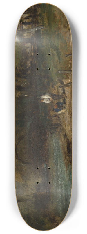Constant Troyon - Mill Stream with Fishermen 8.25 inch art skate deck