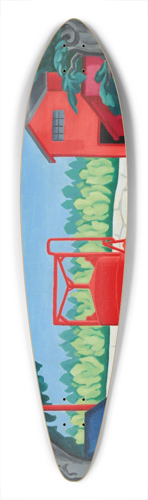 Oscar Bluemner - Pagoda (Red Tank West Quincy) 39.3 inch art pintail longboard deck