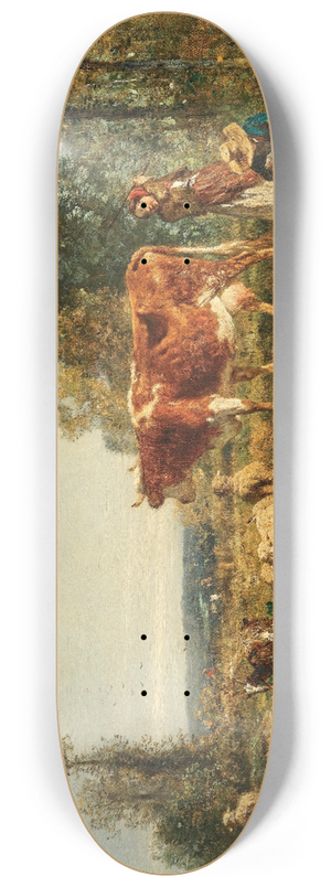 Constant Troyon - Young Shepherds with Their Cattle 8.25 inch art skate deck