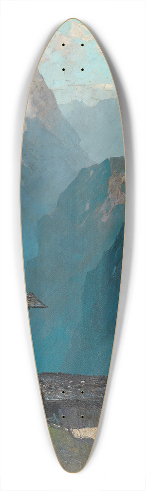 Oskar Mulley - Lonely farmhouse amidst mountains 39.3 inch art pintail longboard deck