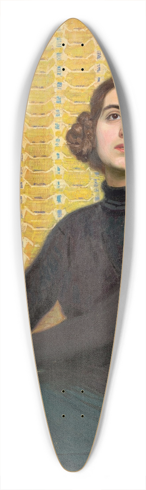 Osmar Schindler - Female model with yellow background 39.3 inch art pintail longboard deck