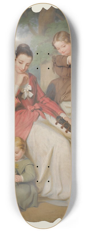 Continental School - Girl With Two Children Playing Music 8.25 inch art skate deck
