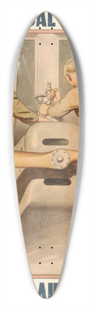 Otho Cushing - Mechanical trainingEnlist in the Air Service 39.3 inch art pintail longboard deck Otho Cushing - Mechanical trainingEnlist in the Air Service 39.3 inch art pintail longboard deck