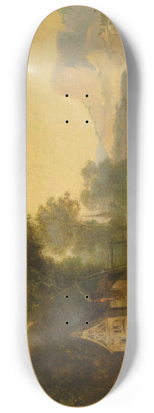 Continental School - River Landscape With Figures 8.25 inch art skate deck