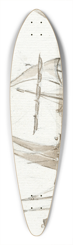Otto Howen - Zeilscheepjes bij een kust 39.3 inch art pintail longboard deck Otto Howen - Zeilscheepjes bij een kust 39.3 inch art pintail longboard deck