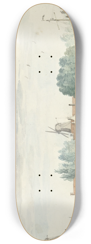 Aert Schouman - Gezicht op Dordrecht met de Rietdijkspoort en windmolens 8.25 inch art skate deck