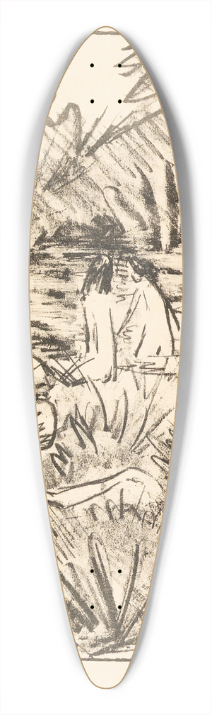 Otto Mueller - Waldsee mit drei badenden und einem sitzenden Mdchen 2 39.3 inch art pintail longboard deck