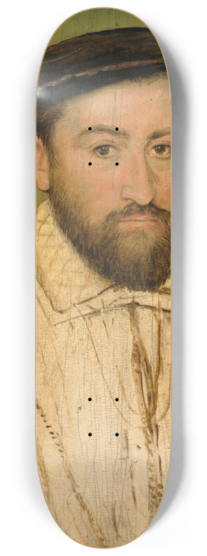 Corneille de Lyon - Portrait Of A Bearded Gentleman, In A Black Beret With White Plumage 8.25 inch art skate deck