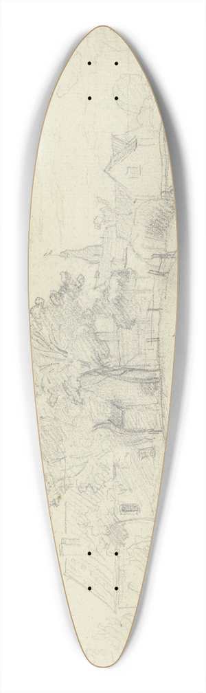 Otto Scholderer - Hirte mit Herde am Dorfeingang 39.3 inch art pintail longboard deck