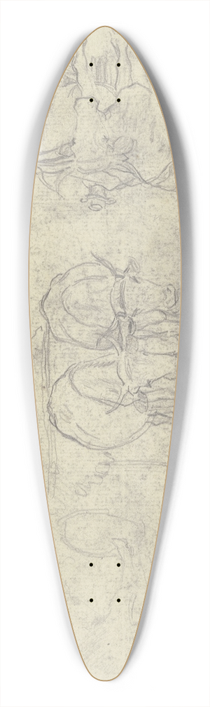 Otto Scholderer - Landscape with oxes 39.3 inch art pintail longboard deck