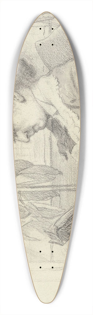 Otto Scholderer - Luise Scholderer lesend mit Katze 39.3 inch art pintail longboard deck