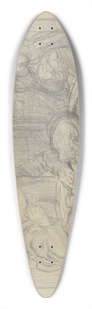 Otto Scholderer - Mann am Esstisch mit Kind und Katze 39.3 inch art pintail longboard deck
