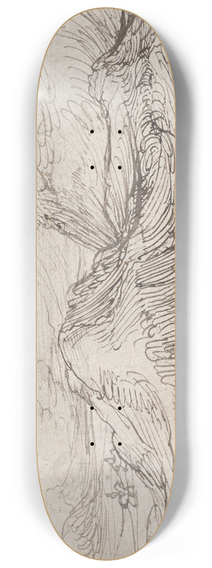 Cornelis Claesz. van Wieringen - A Mountainous Landscape near a River with a Horse-Drawn Barge and Several Figures 8.25 inch art skate deck