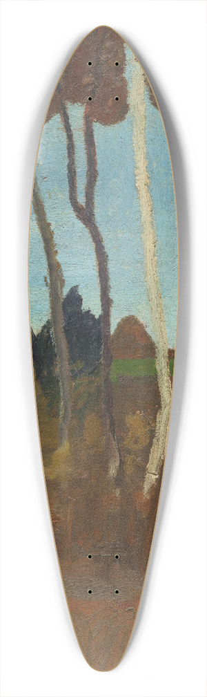 Paula Modersohn-Becker - Landschaft mit Birken, im Hintergrund zwei Hausgiebel 39.3 inch art pintail longboard deck Paula Modersohn-Becker - Landschaft mit Birken, im Hintergrund zwei Hausgiebel 39.3 inch art pintail longboard deck
