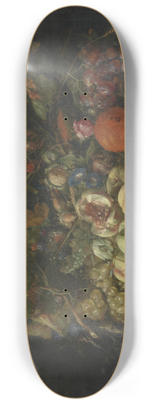 Cornelis de Heem - Still Life with Flowers and Fruit 8.25 inch art skate deck