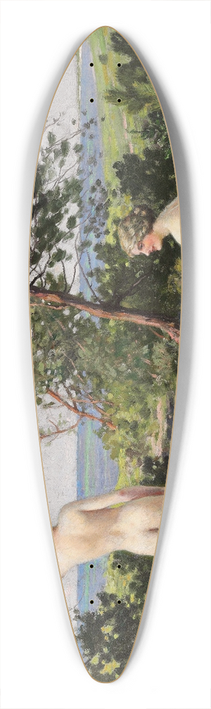 Paul Fischer - To badepiger i et krat ved kysten ved Hornbk 39.3 inch art pintail longboard deck Paul Fischer - To badepiger i et krat ved kysten ved Hornbk 39.3 inch art pintail longboard deck