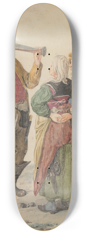 Cornelis Dusart - Peasant Couple with a Drinker 8.25 inch art skate deck