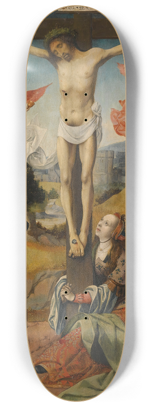 Cornelis Engebrechtsz - The Crucifixion With The Virgin Mary, Saints Mary Magdalene, John The Baptist, Peter, And An Unidentified Male Saint 8.25 inch art skate deck