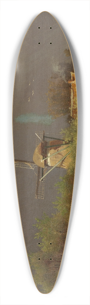 Paul Joseph Constantin Gabril - Landscape with windmill 39.3 inch art pintail longboard deck