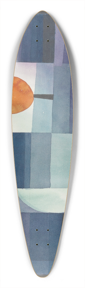 Paul Klee - The Harbinger of Autumn [green and violet gradation with orangeaccent] 39.3 inch art pintail longboard deck