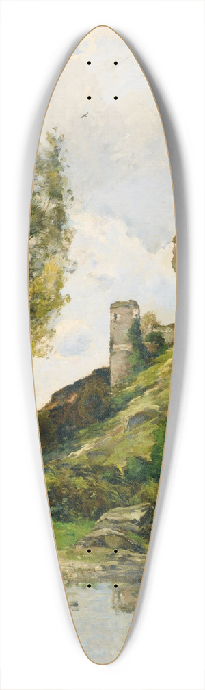 Paul Lecomte - Vue de Hrisson avec deux paysannes et un enfant 39.3 inch art pintail longboard deck