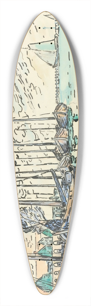 Paul Signac - Volendam, Barques De Pche 39.3 inch art pintail longboard deck