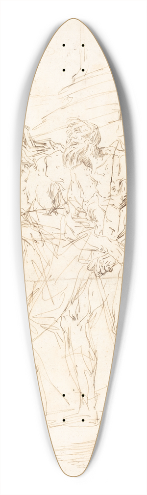 Paul Troger - Two Beggars with Their Dog 39.3 inch art pintail longboard deck