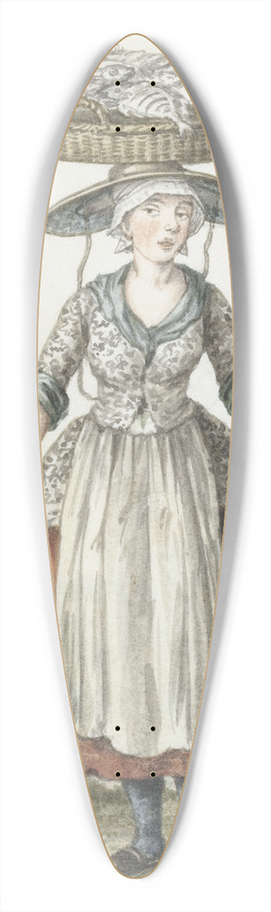 Paulus Constantijn la Fargue - Scheveningse visloopster 39.3 inch art pintail longboard deck