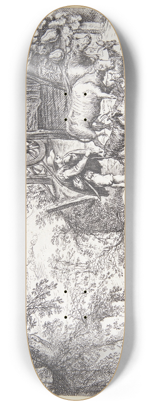 Cornelis Matthieu - Landskab med en hyrde med to ker og fire geder 8.25 inch art skate deck