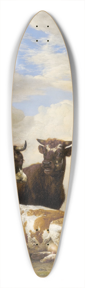 Paulus Potter - Two Cows and a Young Bull beside a Fence in a Meadow 39.3 inch art pintail longboard deck