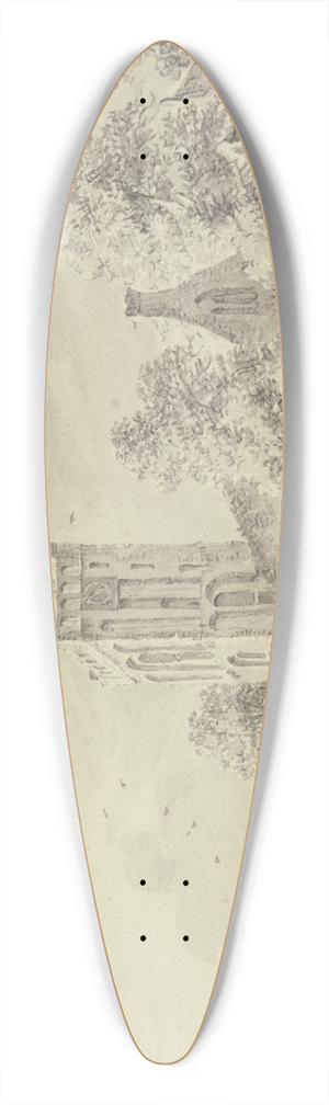 Paulus van Liender - Dorfkirche am Wasser, links rudert ein Mann einen Kahn 39.3 inch art pintail longboard deck
